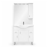 Mobilier complet de baie Bianca Plus 85, alb lucios, deschidere pe dreapta