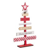Brad din Lemn Craciun Decoratiune 27cm cu Mesaje Festive si Clopotei Oem CMCLASS