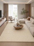 Covor Premium Belgian Blanita LOP 050, Efect 3D, Imitatie Blana Iepure, Marime 50 x 80 cm, Crem, Inaltime Fir 23 mm, Antiderapant, Antialergic, Polies
