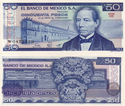 MEXIC 50 pesos 1981 serie HE UNC!!! foto