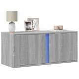 Cumpara ieftin Comodă TV de perete cu lumini LED, gri sonoma, 80x31x35 cm