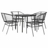 Cumpara ieftin Set de sufragerie de gradina 5 piese sticla neagra polirattan