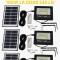 SET 3 x Proiector LED Cu Panou Solar V, 100W, Control Prin Telecomanda, Senzor Crepuscular + Accesorii
