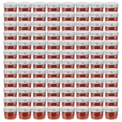 vidaXL Borcane din sticlă pentru gem, capace argintii, 96 buc, 110 ml 50794 foto