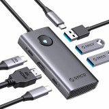 Statie de andocare ORICO USB C, adaptor USB C la USB 6 &icirc;n 1 cu 3 porturi USB 3.0