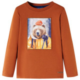 Tricou pentru copii cu m&acirc;neci lungi, portocaliu ars, 140, vidaXL