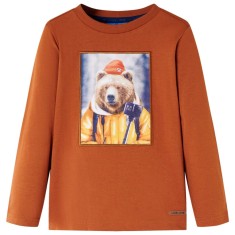 Tricou pentru copii cu m&acirc;neci lungi, portocaliu ars, 140