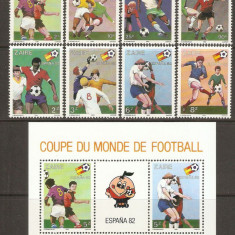 ZAIR , CONGO 1981 - FOTBAL - WORLD CUP 1982 serie de 8v + blocul de 2 v