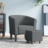 VidaXL Fotoliu tip cuvă cu taburet, gri &icirc;nchis, material textil