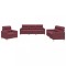 Set canapea cu perne, 3 piese, rosu vin, material textil