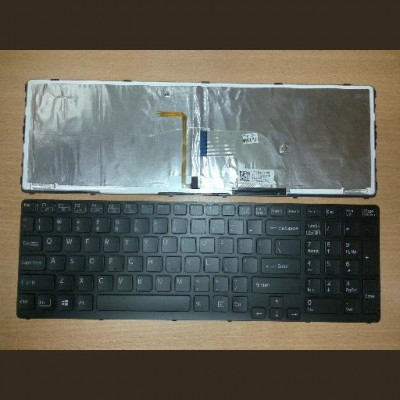 Tastatura laptop noua Sony SVE15 Black Frame Black(Backlit,Version 2) US foto