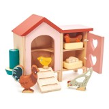 Set figurine din lemn, Tender Leaf Toys, Cotet de gaini, 9 piese