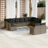 Gossi set canapea de gradina cu perne, 12 piese, gri, poliratan