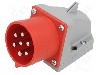 Conector alimentare AC, IEC 60309, IP44, 32A, 400V AC, 7 pini, PCE - 527-6V
