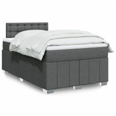 vidaXL Pat box spring cu saltea, gri &icirc;nchis, 120x190 cm, textil 3289322