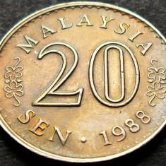 Moneda 20 SEN - MALAEZIA, anul 1988 *cod 534 - excelenta
