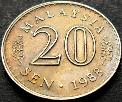 Moneda 20 SEN - MALAEZIA, anul 1988 *cod 534 - excelenta foto