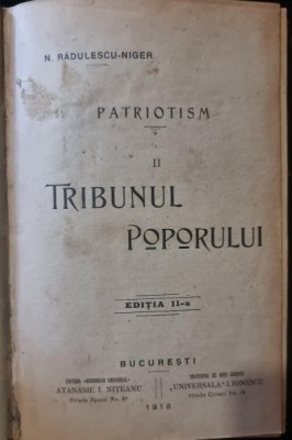 Tribunul Poporului II. Patriotism - N. Radulescu-Niger foto