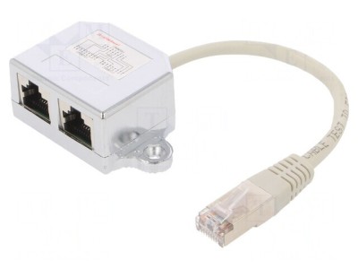 Cablu Rețea RJ45 Dublu Soclu 0,15m Gri F/UTP foto