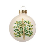 Cumpara ieftin Glob decorativ - Bauble Glass Wool White Mat - Leaf - Alb / Vasc | Kaemingk