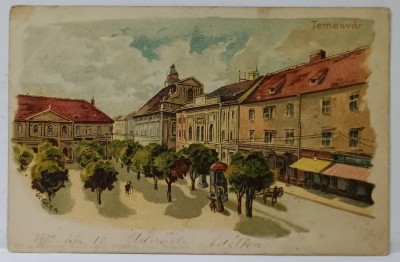 VEDERE DIN TIMISOARA , CROMOLITOGRAFIE , CARTE POSTALA , DATATA 1900 foto