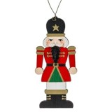 Ornament Brad de Craciun Vintage Figurina Rosie Neagra Spargatorul de Nuci din Lemn 12cm, CMCLASS