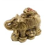 Statueta Feng Shui Elefant cu Broasca raioasa si monede, 9cm, FS57