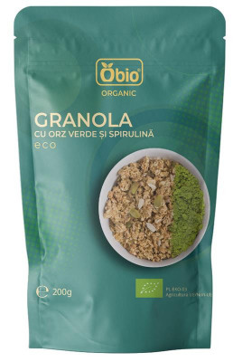 Granola cu Orz Verde si Spirulina Bio 200 grame Obio foto