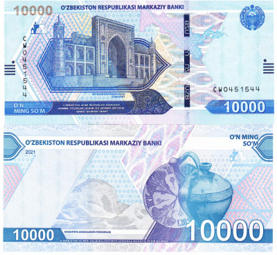 Uzbekistan 10 000 Som 2021 P-89 UNC foto