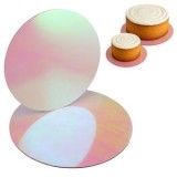 Suporturi rotunde din carton pentru tort, &Oslash;30cm și 35cm, Roz holografic, CMCLASS