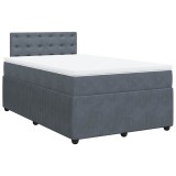 Cumpara ieftin Pat box spring cu saltea, gri inchis, 120x200 cm, catifea