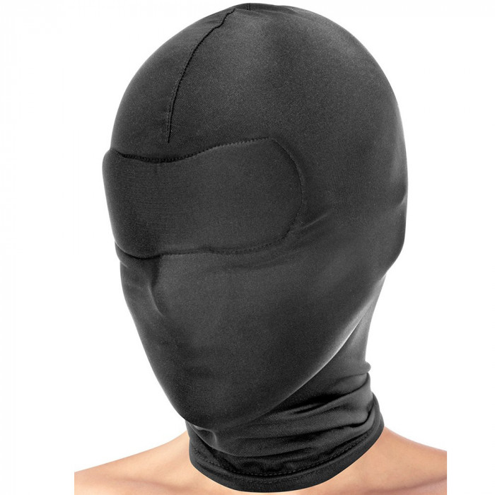 Mască, o cagulă cu cap &icirc;ntreg, fără găuri pentru ochi și gură. Gadget BDSM.