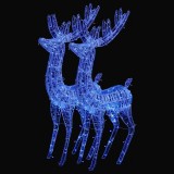 Cumpara ieftin Ren de Craciun 250 LED-uri, 2 buc., albastru, 180 cm, acril XXL