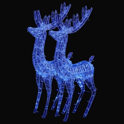 Ren de Craciun 250 LED-uri, 2 buc., albastru, 180 cm, acril XXL foto