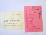 Italia lot 2 bilete intrare de colecție Insula Capri din 1938:Vila San Michele și Stabilimentul Elmi,vedeți imaginile