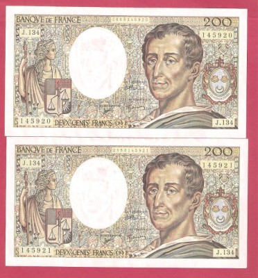 FRANTA 200 FRANCS / 1992. CONSECUTIVE. -aUNC. foto