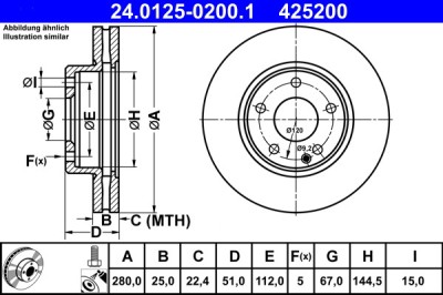 ATE 24.0125-0200.1 Disc frana foto