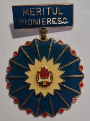 INSIGNA PIONIER Medalie Meritul Pionieresc Diametru 45 foto