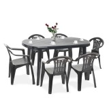 Cumpara ieftin Set de mobilier de grădină Elma 6+1 &icirc;n culoarea grafit