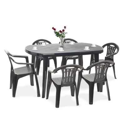 Set de mobilier de grădină Elma 6+1 &amp;icirc;n culoarea grafit foto