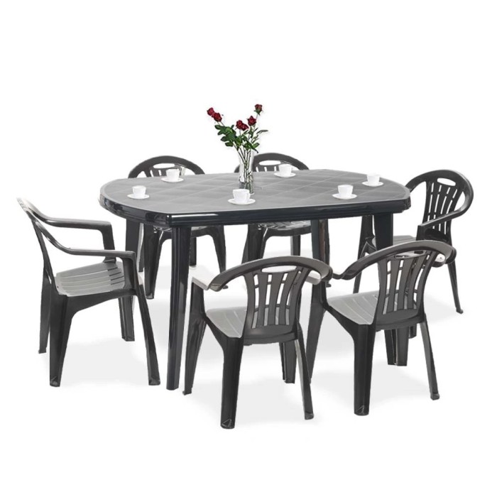 Set de mobilier de grădină Elma 6+1 &icirc;n culoarea grafit