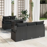 Set sofa gradina Gossi cu pernute negru ratan poli, sofa gradina Gossi pentru 2 persoane cu spatiu stocare &amp; pernute negru ratan poli