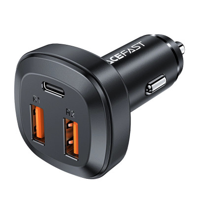 &amp;Icirc;ncărcător auto 66W 2x USB/USB-C QC 4.0 AFC FCP SCP negru B9 Acefast foto