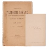 Lazăr Șăineanu, Istoria filologiei rom&acirc;ne, 1895, cu semnătură olografă de tiraj