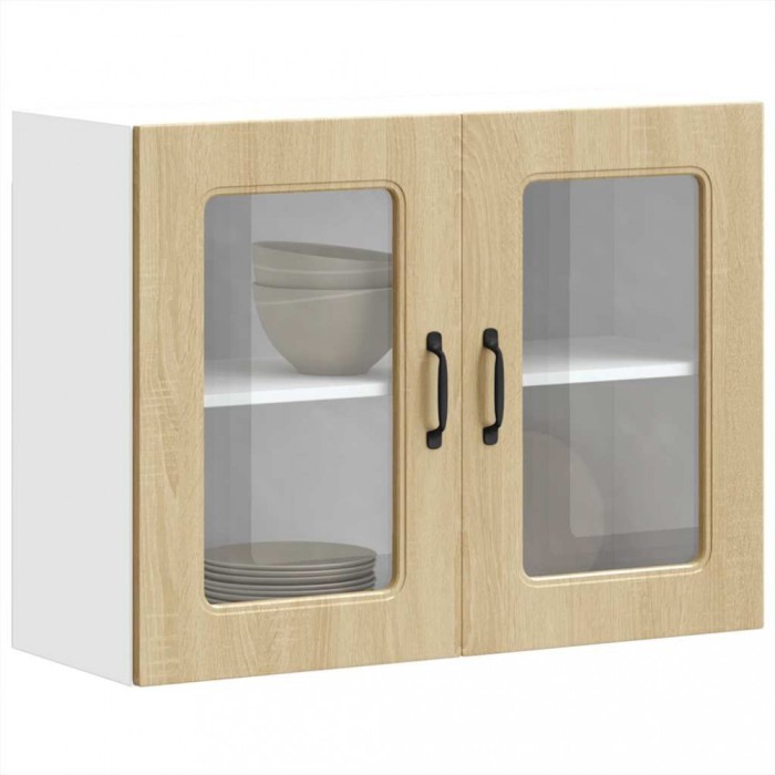 vidaXL Dulap bucătărie cu ușă sticlă Kalmar lemn de stejar de Sonoma 853610