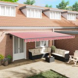 VidaXL Marchiză retractabilă automată cu LED, dungi roșii și albe 500x300 cm