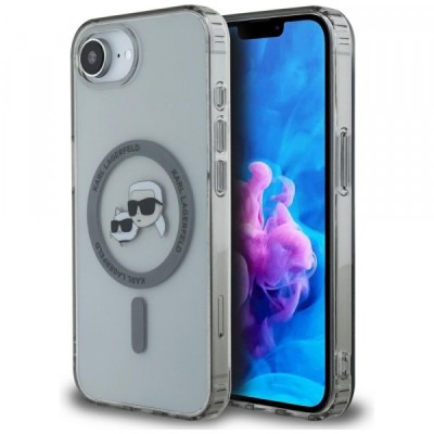Husa MagSafe pentru Apple iPhone 16e, Karl Lagerfeld, IML Metal Karl &amp;amp; Choupette&amp;#039;s Heads, Neagra foto
