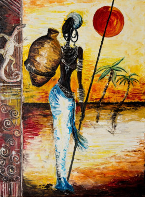 Tablou canvas Africa retro vintage arta52, 70 x 105 cm foto
