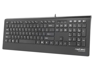 Tastatură neagră NATEC USB A cu cablu 1,8m slim US layout foto