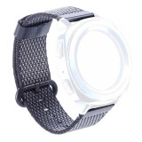 Curea material textil, compatibila Samsung Galaxy Watch3 40mm, telescoape Quick Release, Negru/Argintiu